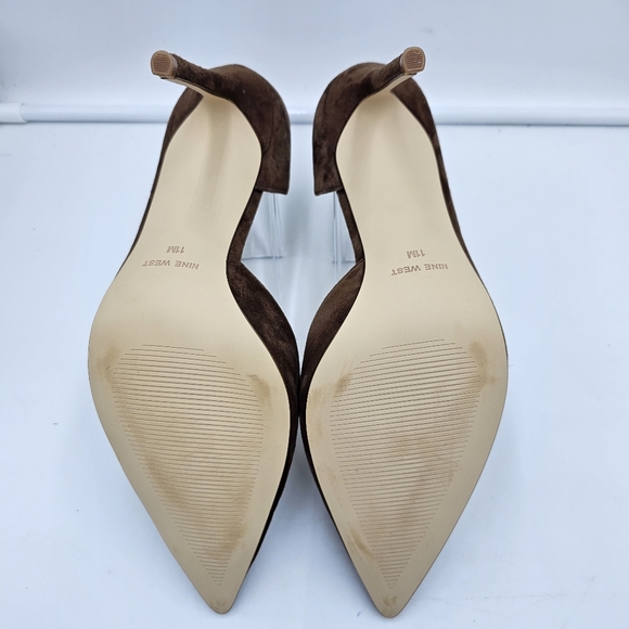 Women’s Nine West Folowe D’Orsay Pointed Toe Pumps – Brown Suede – Size 11 - Picture 9 of 9